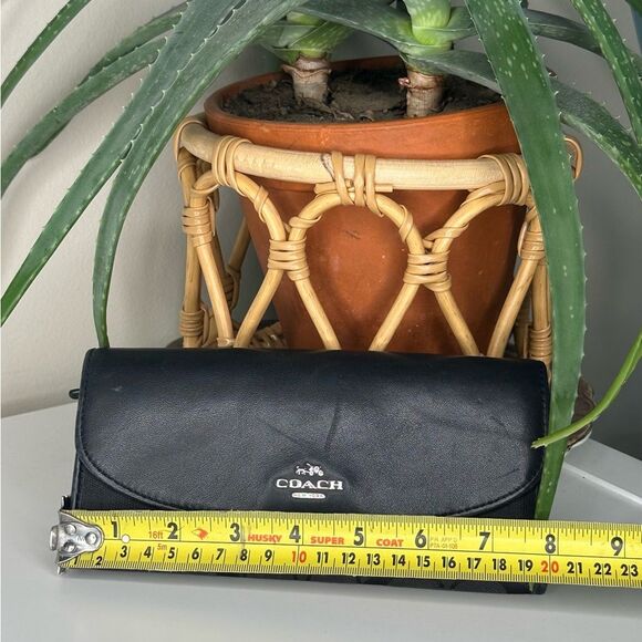 Coach Black Signature Canvas & Leather Wallet Trifold Clutch Organizer - Picture 13 of 14